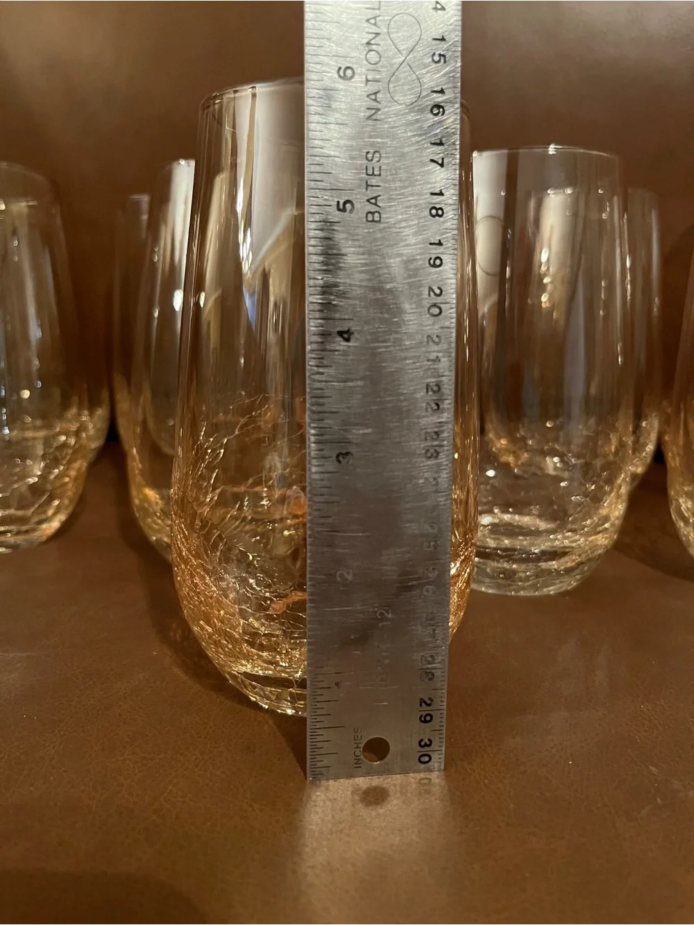 Pier 1 Amber Crackle (Golden Luster) Glass Tumblers - Set of 10